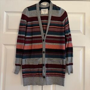 Abercrombie & Fitch Colorful Striped Button Cardigan Sweater
